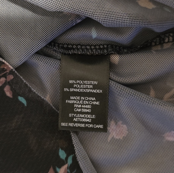 Afrm Mesh Long Sleeve Turtleneck Black Floral Size M - Picture 3 of 5